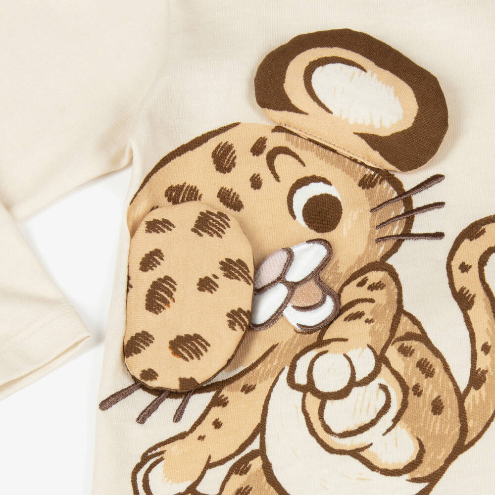 Dolce & Gabbana-Boys Beige Cotton Baby Leopard Print Top | Childrensalon Outlet