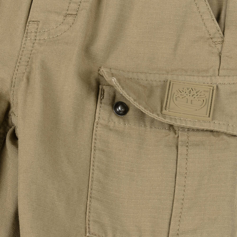 Timberland-Boys Beige Cotton Cargo Trousers | Childrensalon Outlet