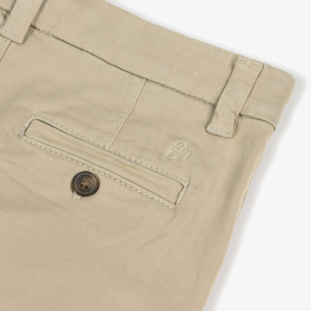 Mayoral-Boys Beige Cotton Chino Trousers | Childrensalon Outlet