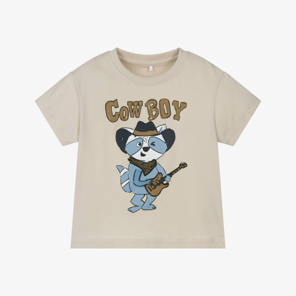 NAME IT-Футболка ковбой из бежевого хлопка для мальчиков | Childrensalon Outlet