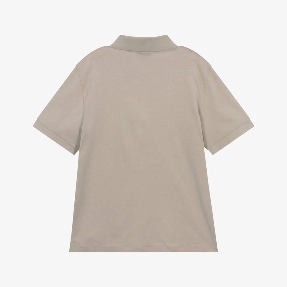 EA7 Emporio Armani-Boys Beige Cotton EA7 Logo Polo Shirt | Childrensalon Outlet