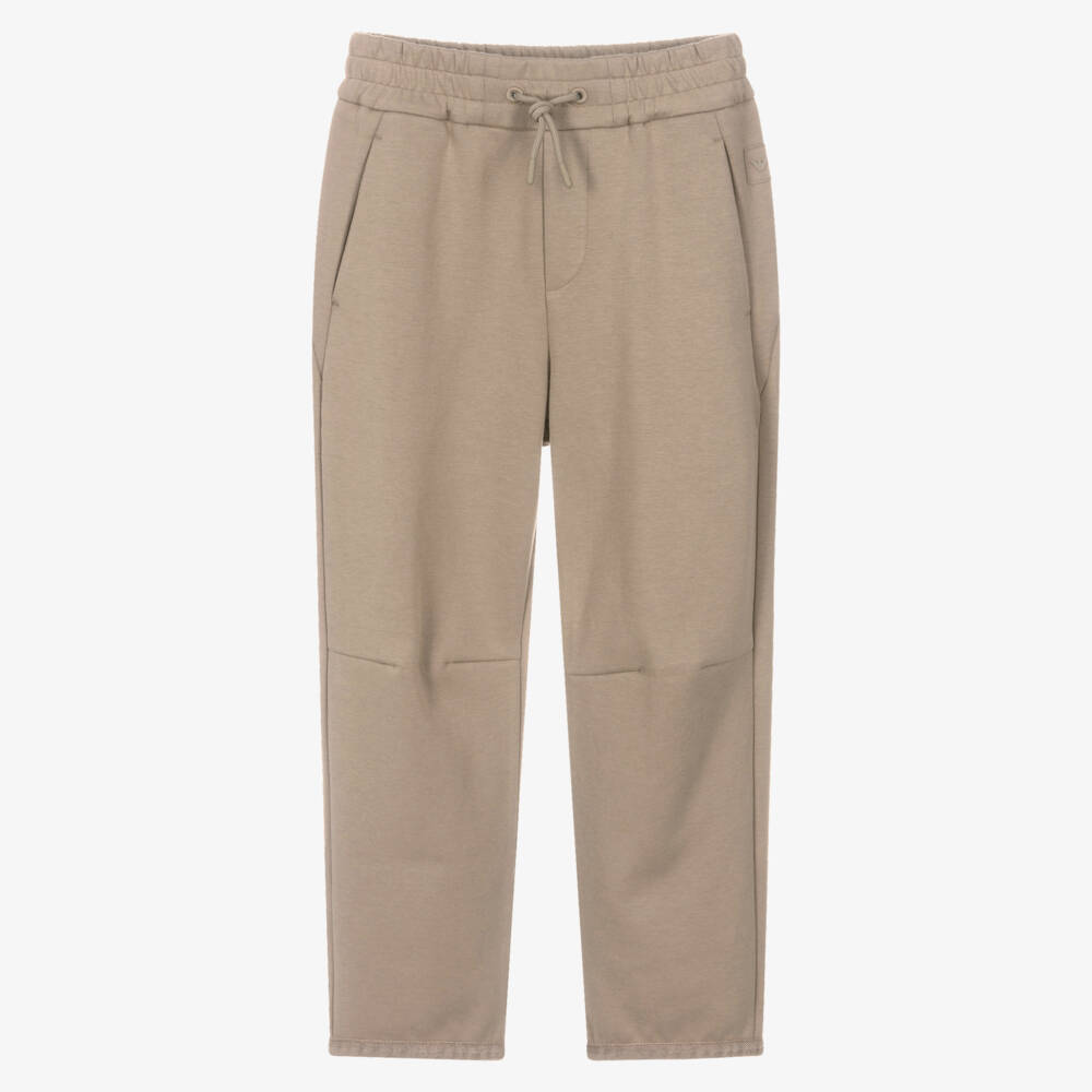 Emporio Armani-Бежевые хлопковые джоггеры с логотипом для мальчиков | Childrensalon Outlet