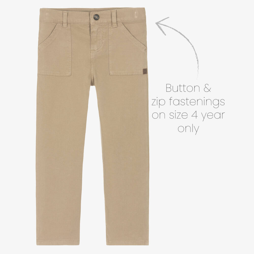 Tartine et Chocolat-Boys Beige Cotton Four-Pocket Trousers | Childrensalon Outlet