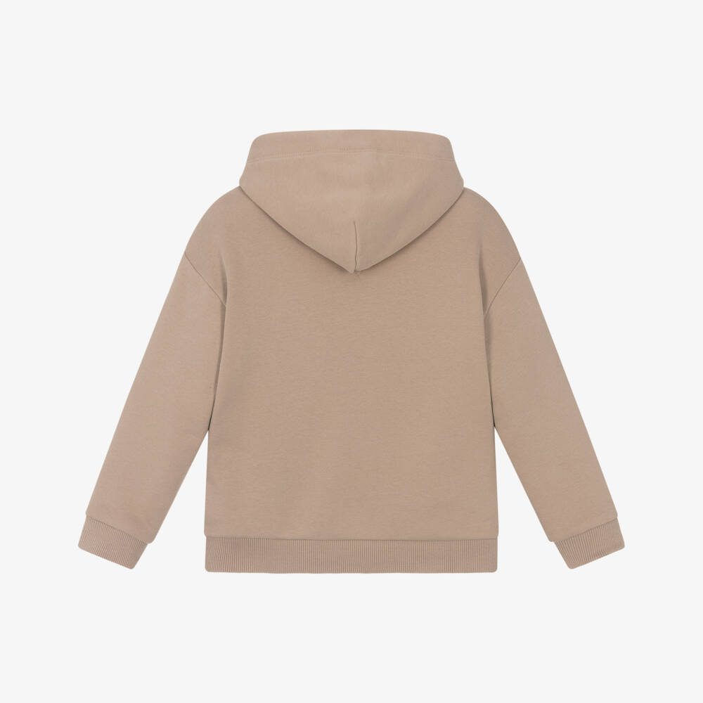Tommy Hilfiger-Boys Beige Cotton Hoodie with Pouch Pocket | Childrensalon Outlet