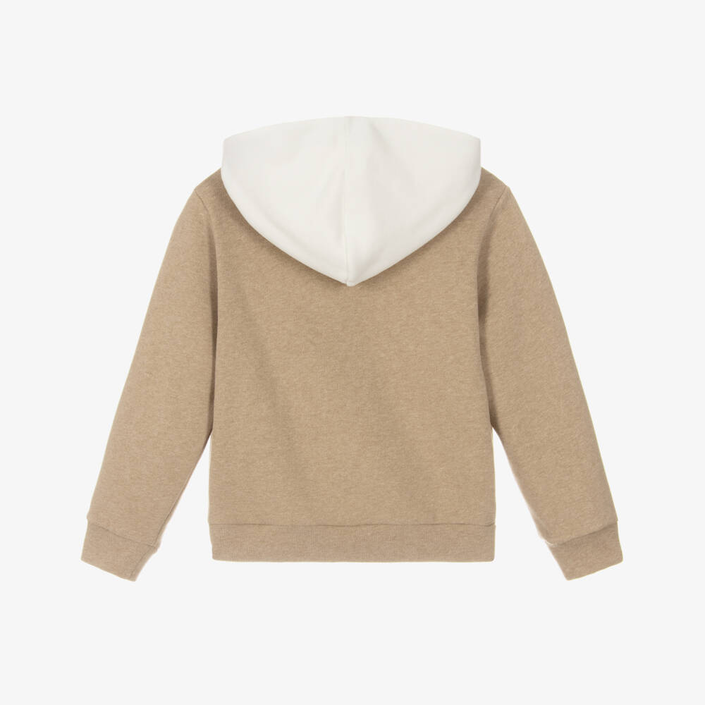 Eleventy-Boys Beige Cotton Jersey Hoodie | Childrensalon Outlet