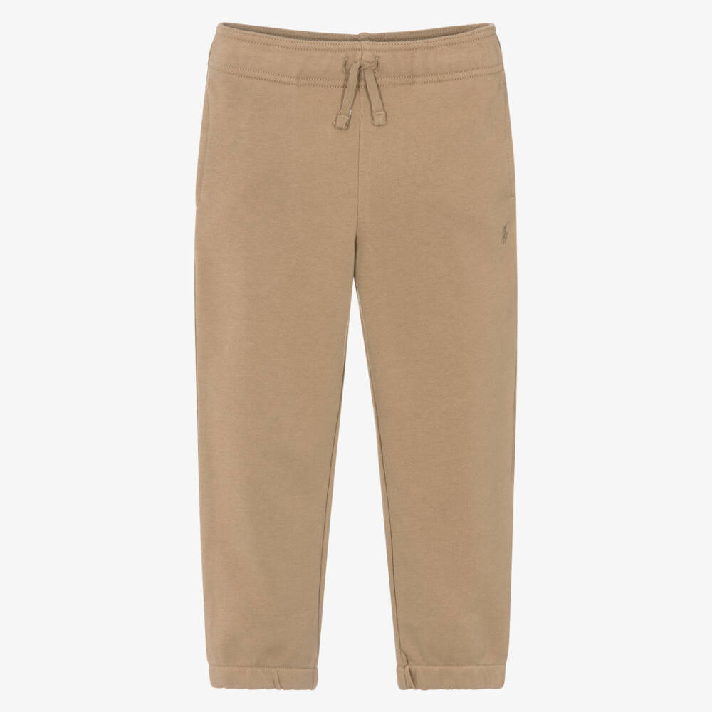 Ralph Lauren-Boys Beige Cotton Jersey Joggers | Childrensalon Outlet