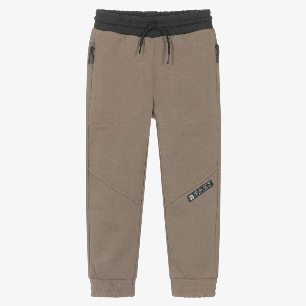 Mayoral-Boys Beige Cotton Joggers with Zip-Up Pockets | Childrensalon Outlet