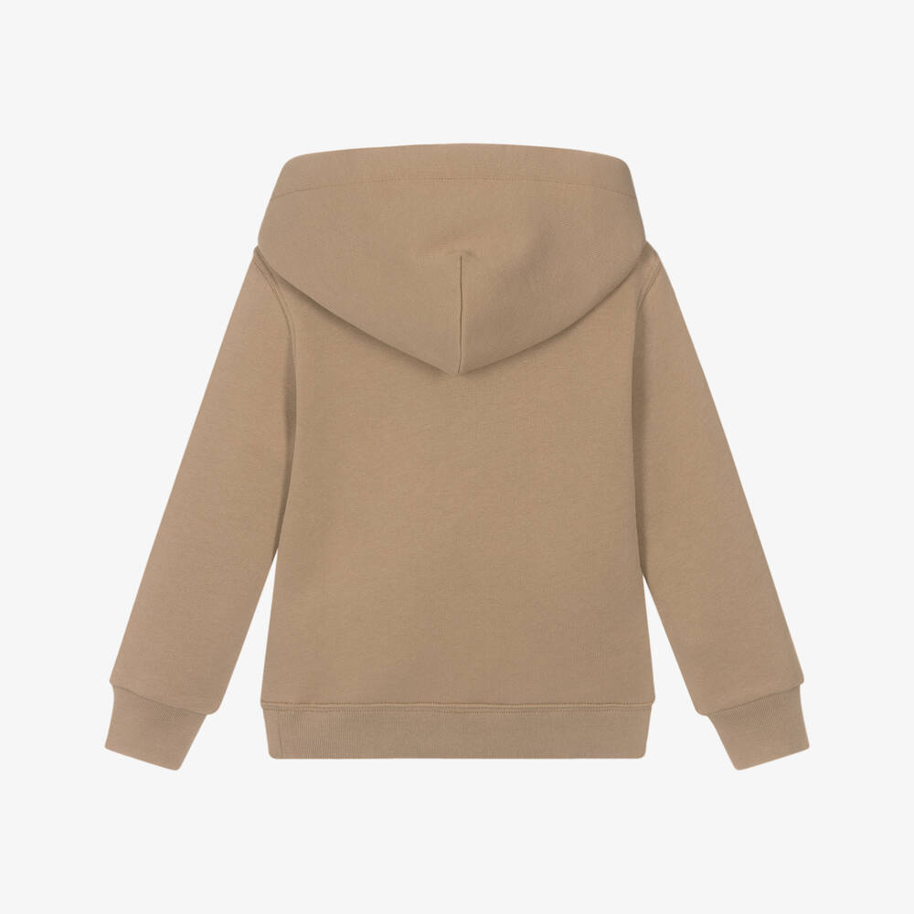 Ralph Lauren-Boys Beige Cotton Logo Hoodie | Childrensalon Outlet