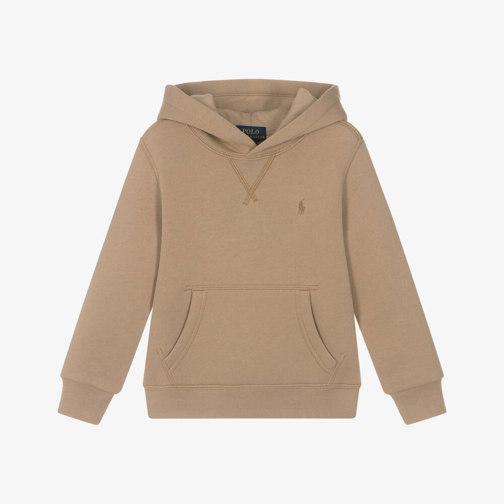 Ralph Lauren-Boys Beige Cotton Logo Hoodie | Childrensalon Outlet