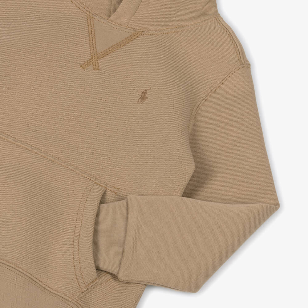 Ralph Lauren-Boys Beige Cotton Logo Hoodie | Childrensalon Outlet