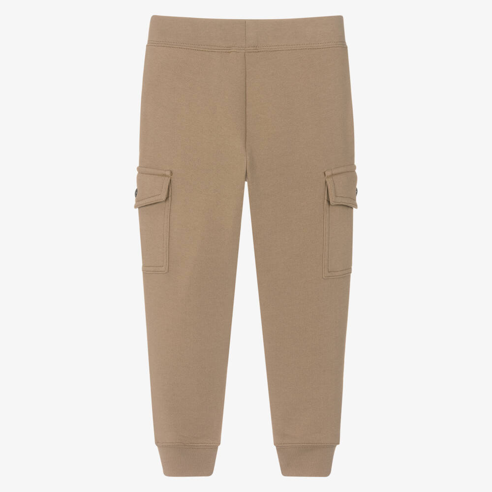 Ralph Lauren-Boys Beige Cotton Logo Joggers | Childrensalon Outlet