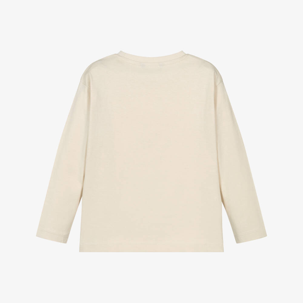 Mayoral-Boys Beige Cotton Trainer Motif Top | Childrensalon Outlet