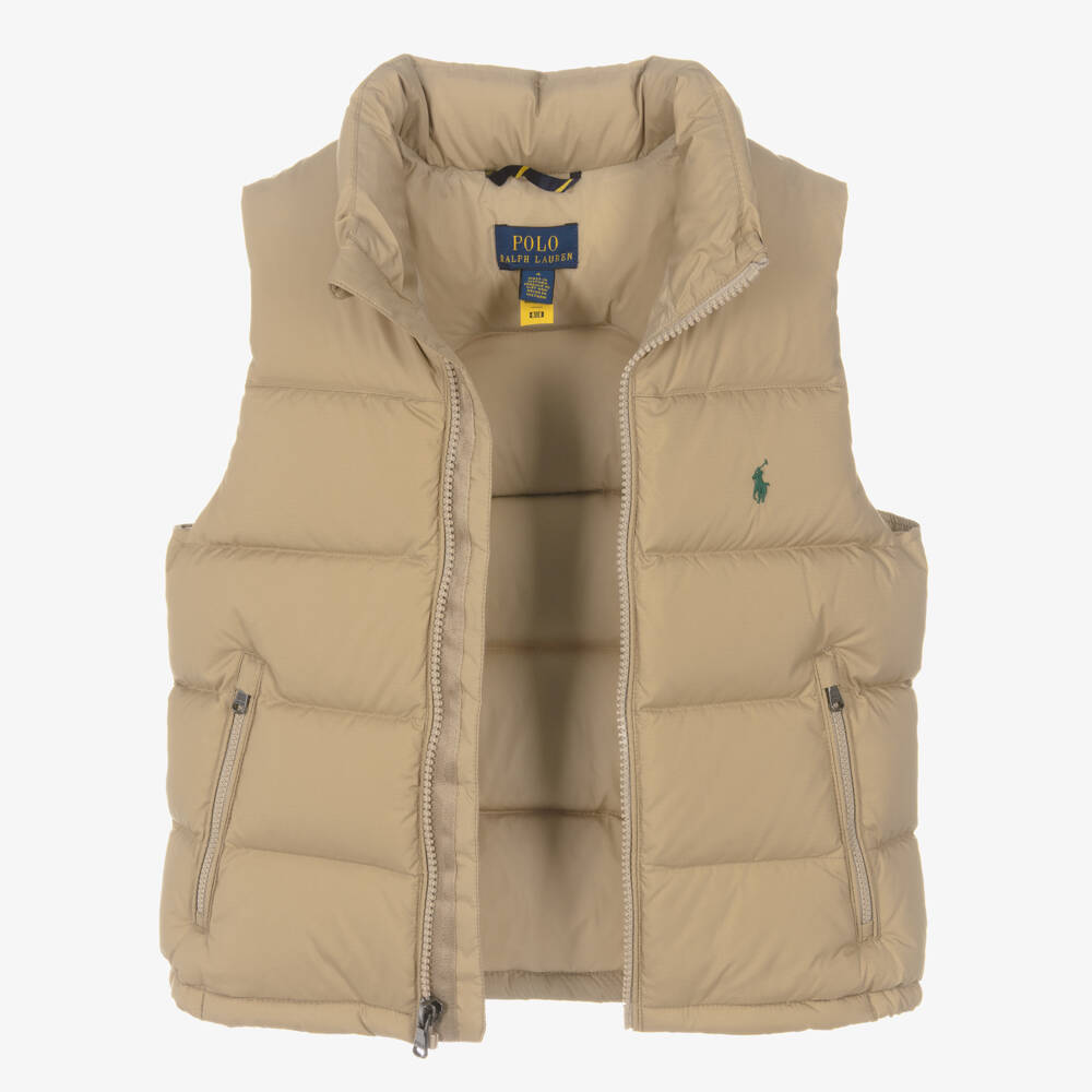 Ralph Lauren-Boys Beige Down Padded Puffer Gilet | Childrensalon Outlet