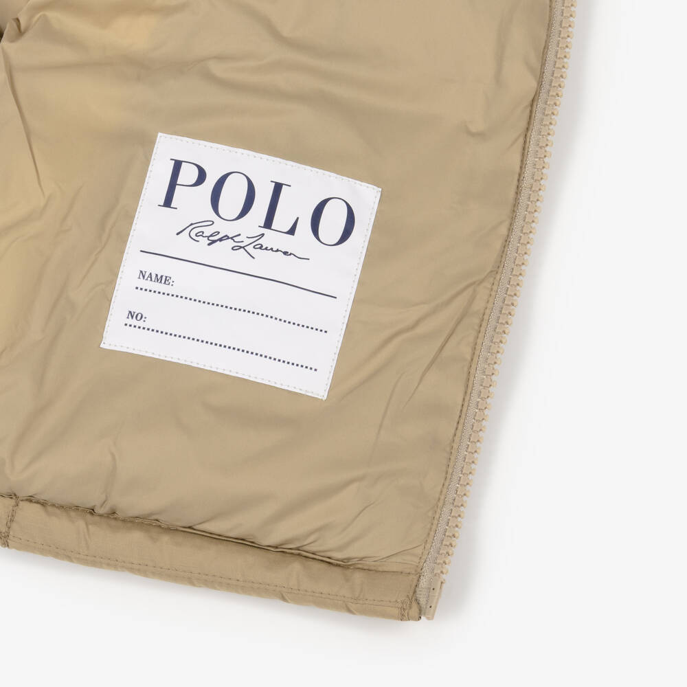Ralph Lauren-Boys Beige Down Padded Puffer Gilet | Childrensalon Outlet