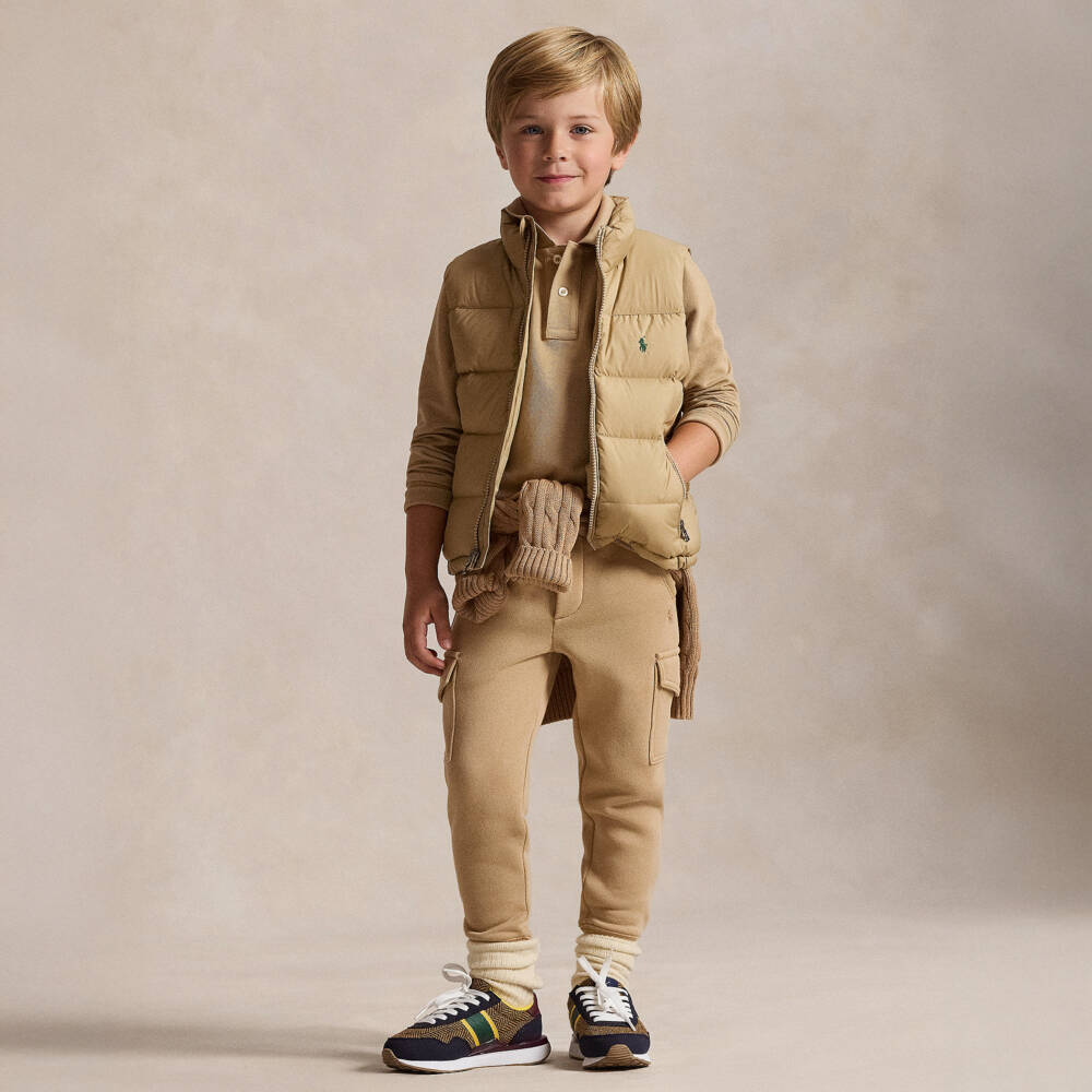 Ralph Lauren-Boys Beige Down Padded Puffer Gilet | Childrensalon Outlet