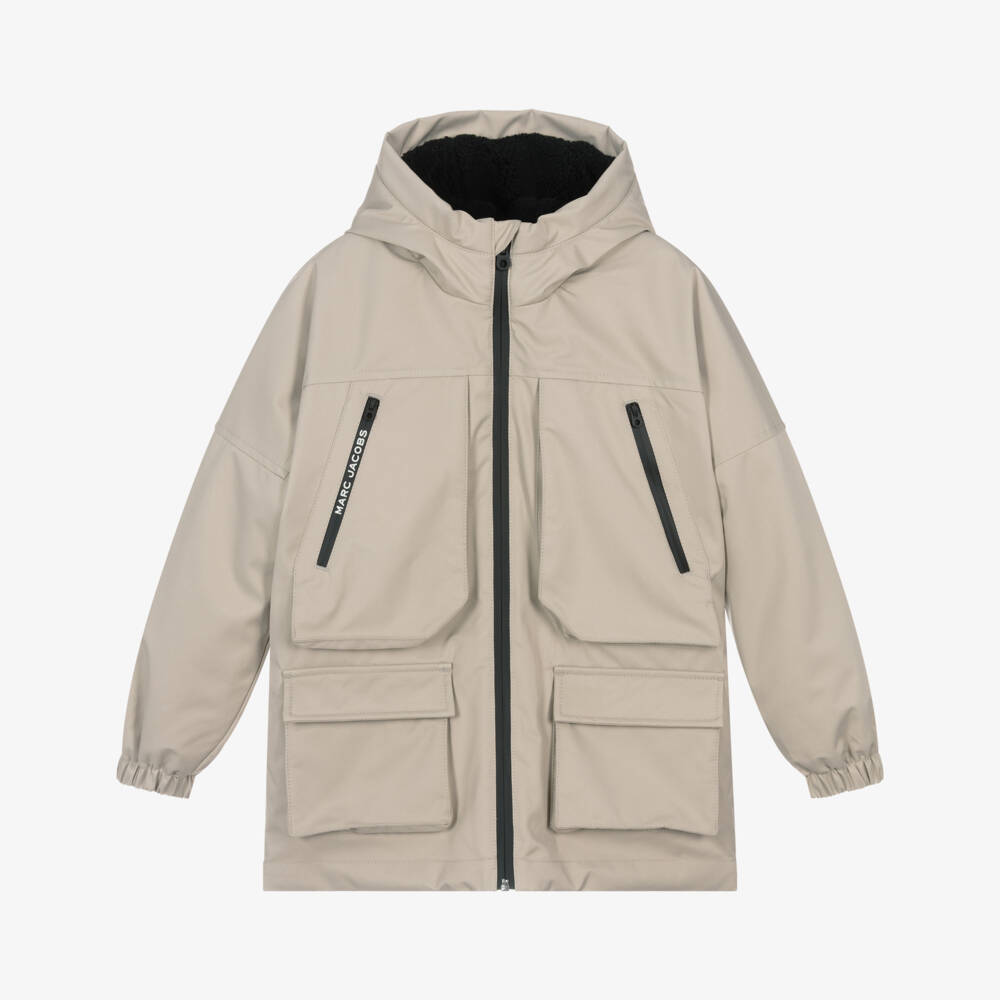 MARC JACOBS-Boys Beige Hooded Coat | Childrensalon Outlet