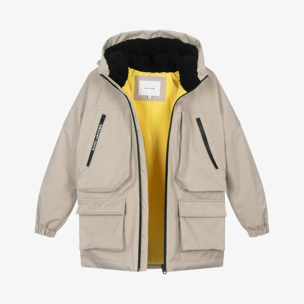 MARC JACOBS-Boys Beige Hooded Coat | Childrensalon Outlet