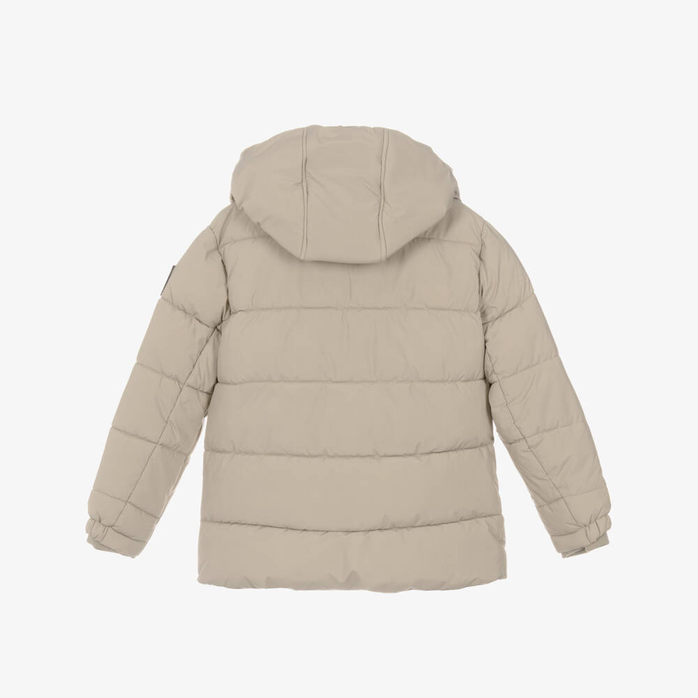 Mayoral Nukutavake-Boys Beige Hooded Puffer Jacket with Zip Pockets | Childrensalon Outlet