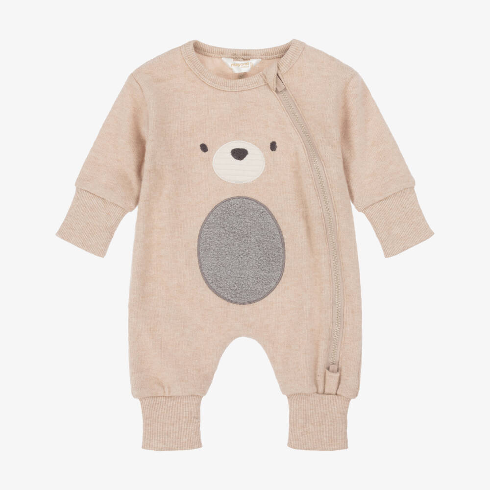 Mayoral Newborn-Boys Beige Knitted Animal Babysuit Set | Childrensalon Outlet
