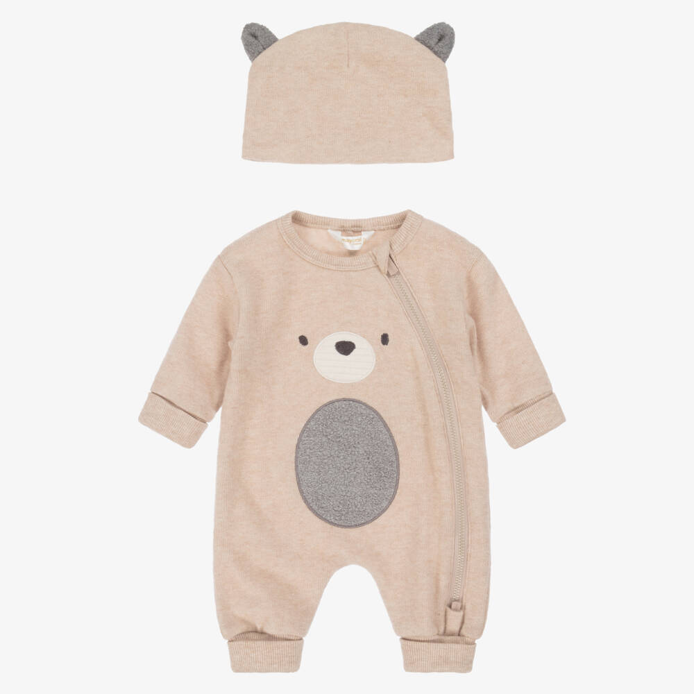Mayoral Newborn-Boys Beige Knitted Animal Babysuit Set | Childrensalon Outlet