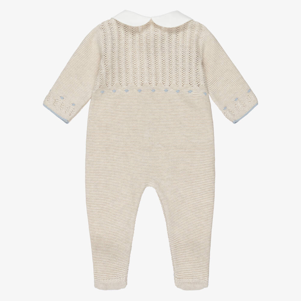 PAZ Rodríguez-Boys Beige Knitted Cotton & Cashmere Babygrow | Childrensalon Outlet