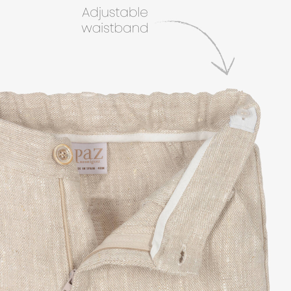 PAZ Rodríguez-Boys Beige Linen Suit | Childrensalon Outlet