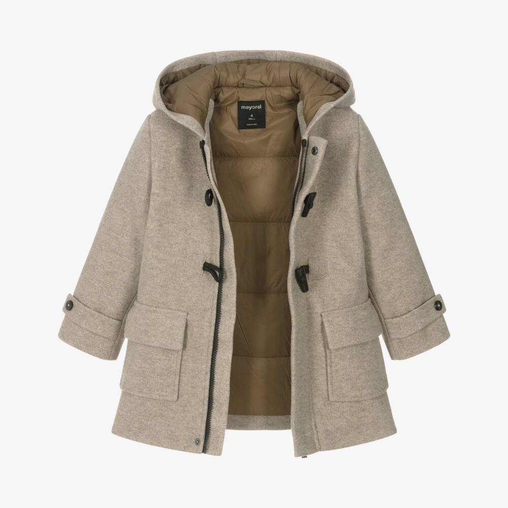 Mayoral-Boys Beige Marl Duffle Coat | Childrensalon Outlet