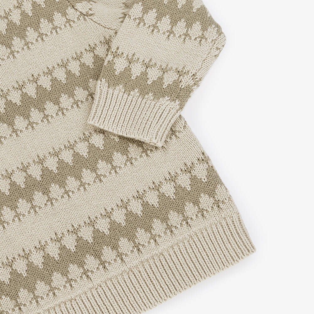 NAME IT-Boys Beige & Olive Green Cotton Knit Sweater | Childrensalon Outlet