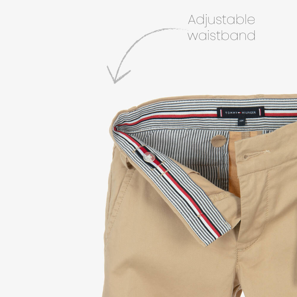 Tommy Hilfiger-Boys Beige Slim Fit Cotton Chinos | Childrensalon Outlet