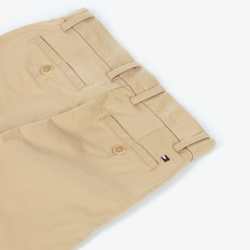 Tommy Hilfiger-Boys Beige Slim Fit Cotton Chinos | Childrensalon Outlet