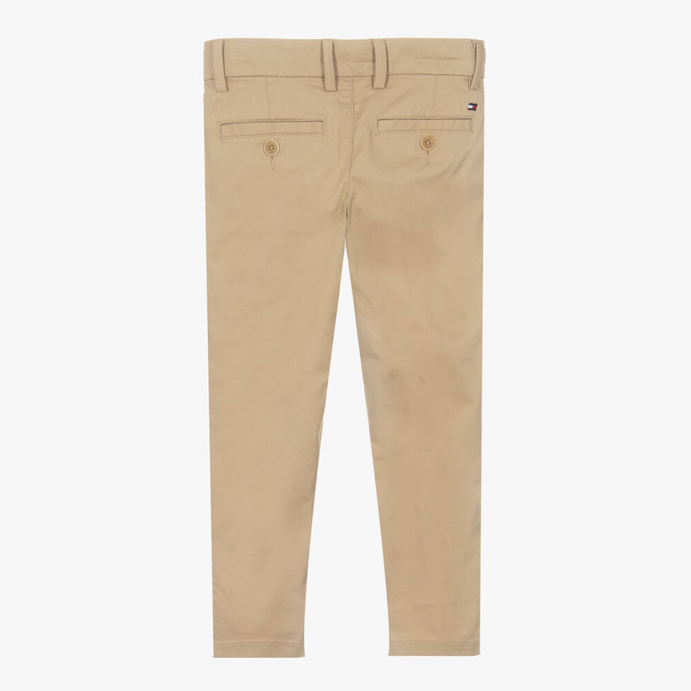 Tommy Hilfiger-Boys Beige Slim Fit Cotton Chinos | Childrensalon Outlet