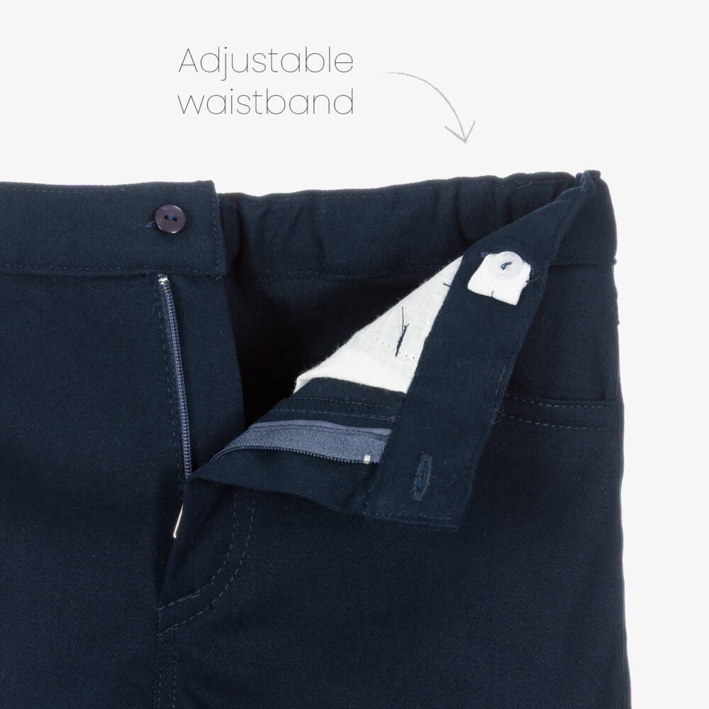 Artesanía Granlei-Boys Beige Striped Sweater & Navy Blue Shorts Set | Childrensalon Outlet