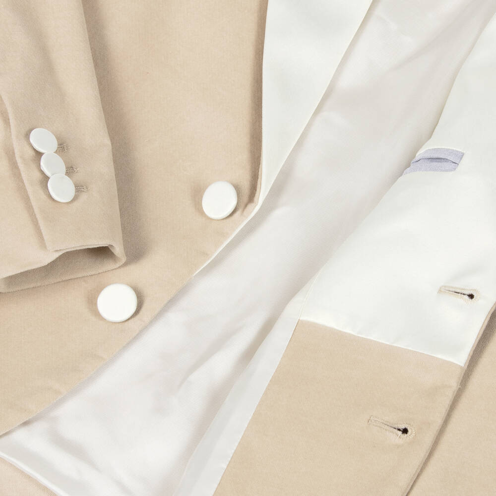 Eleventy-Boys Beige Velvet Blazer | Childrensalon Outlet