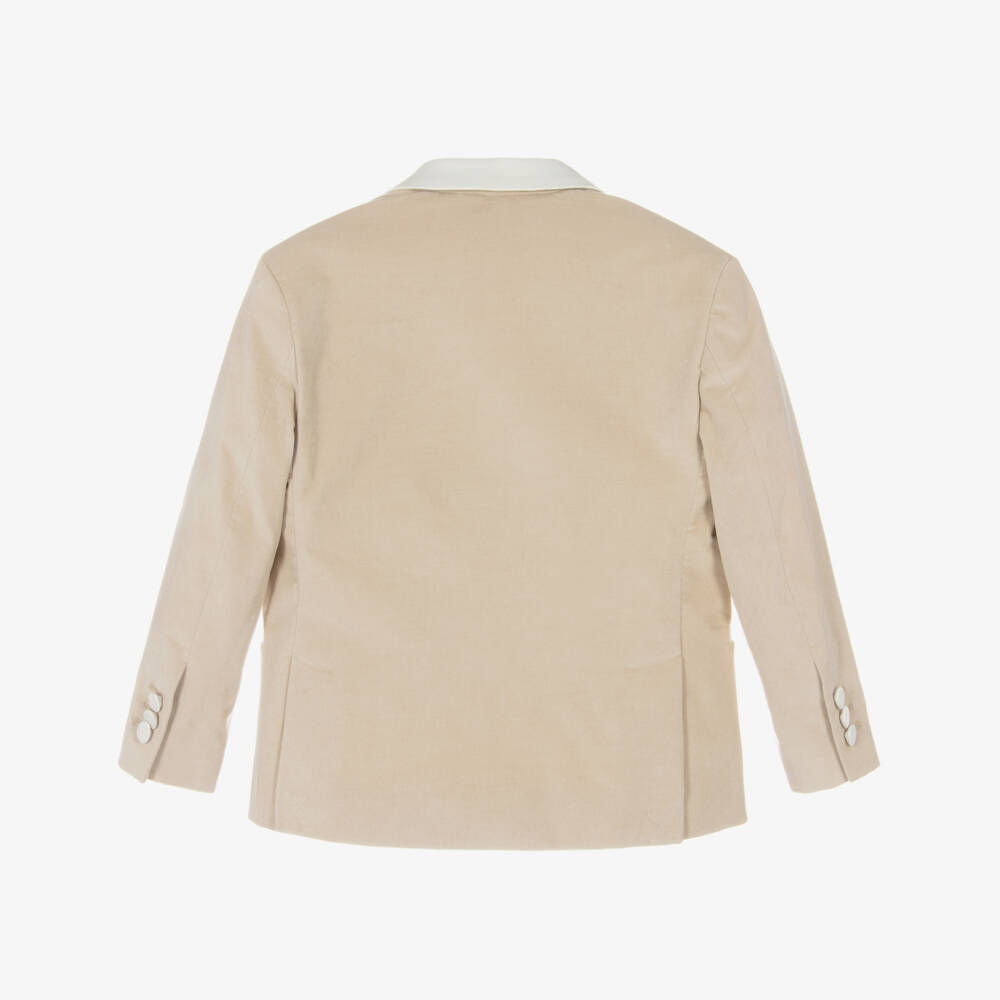 Eleventy-Boys Beige Velvet Blazer | Childrensalon Outlet