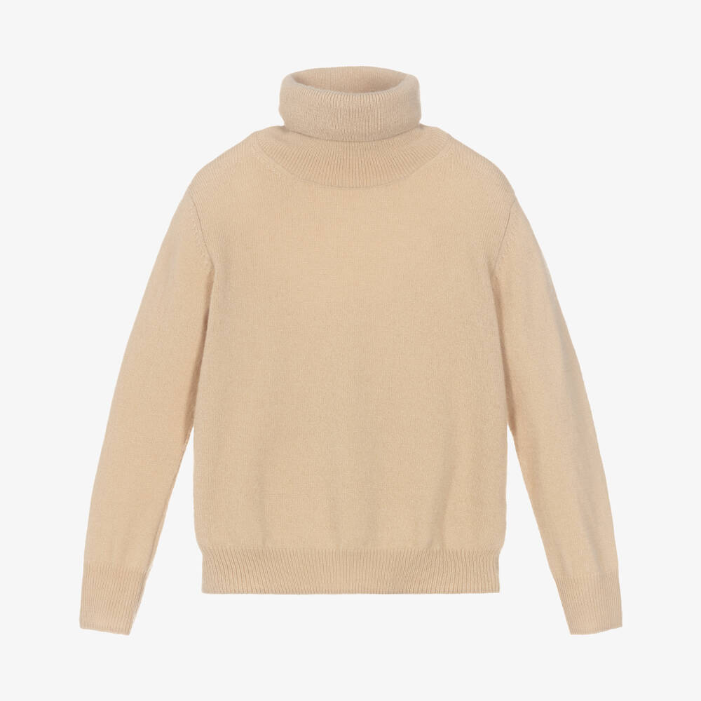 Il Gufo-Boys Beige Wool Roll Neck Sweater | Childrensalon Outlet