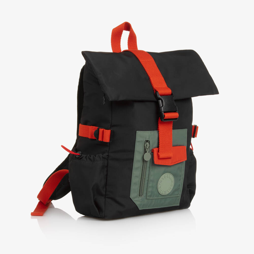 Stella McCartney Kids-Boys Black Backpack With Green & Orange Detailing (38cm) | Childrensalon Outlet