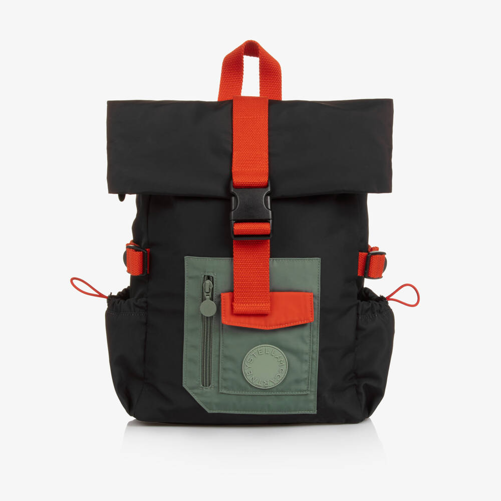 Stella McCartney Kids-Boys Black Backpack With Green & Orange Detailing (38cm) | Childrensalon Outlet