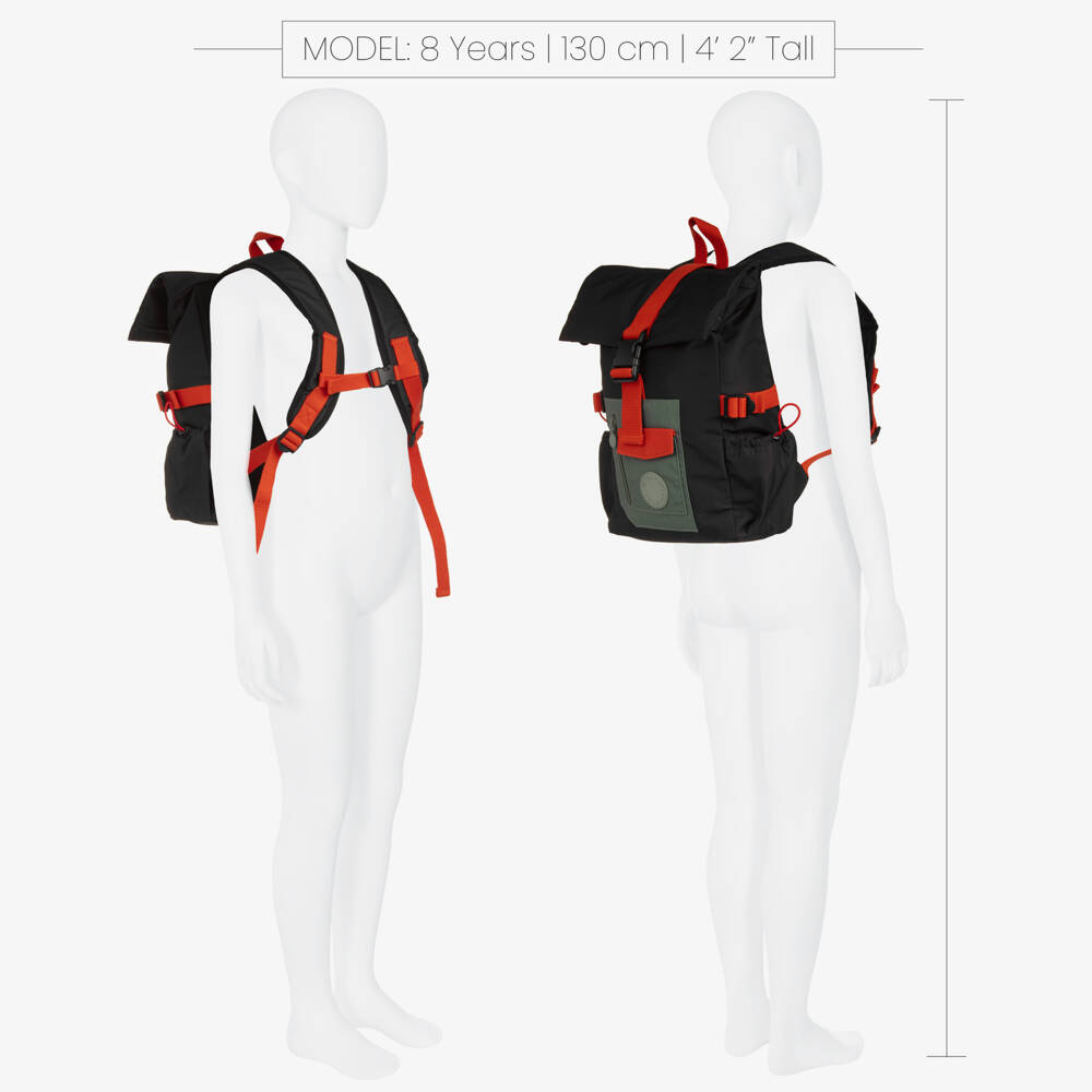 Stella McCartney Kids-Boys Black Backpack With Green & Orange Detailing (38cm) | Childrensalon Outlet