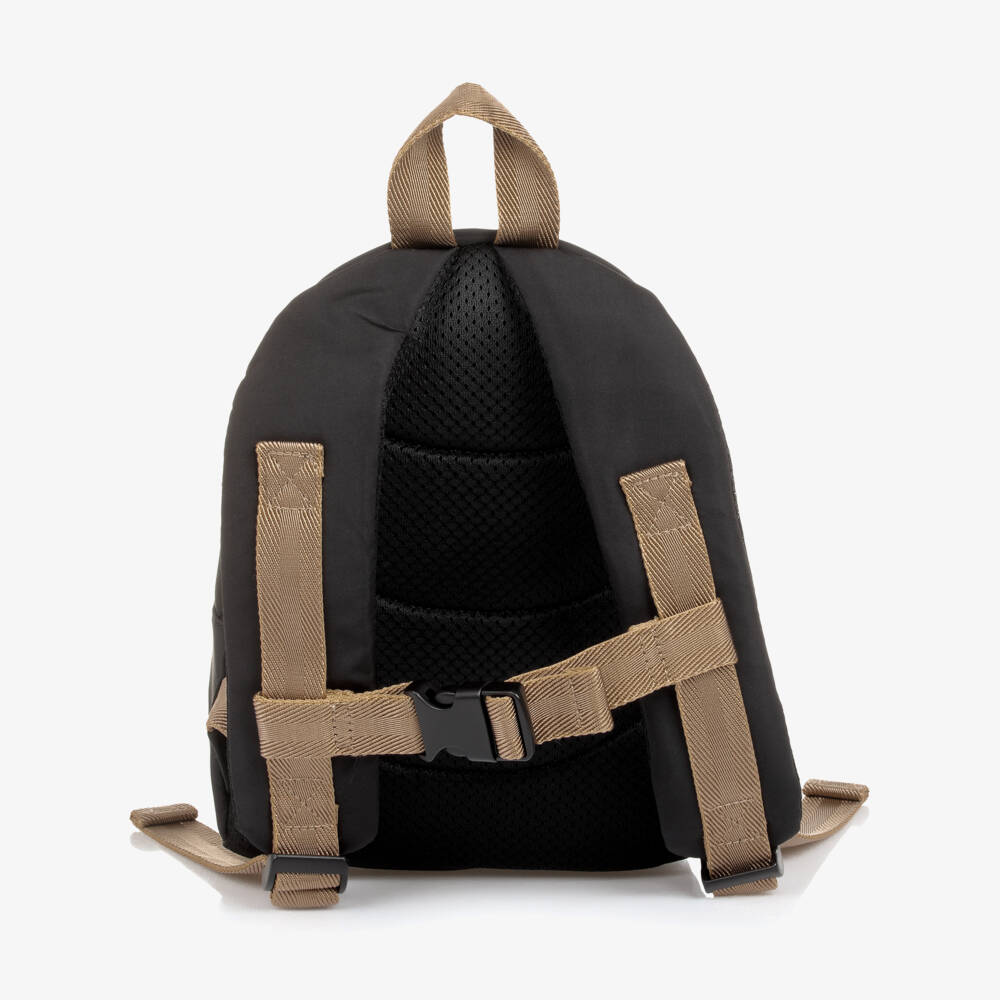 BOSS-Boys Black & Beige Canvas Mini Backpack (27cm) | Childrensalon Outlet