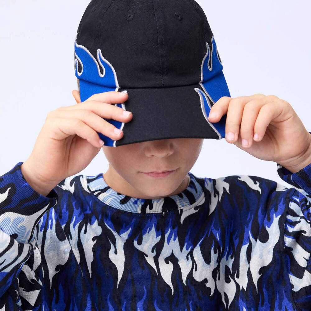 Molo-Boys Black & Blue Flame Cotton Cap | Childrensalon Outlet