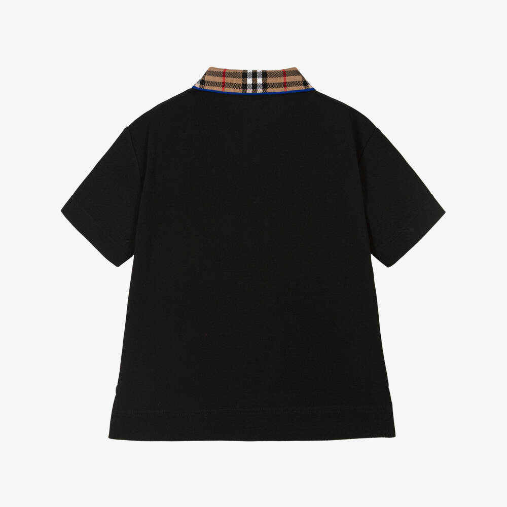 Burberry-Boys Black Check Polo Shirt | Childrensalon Outlet