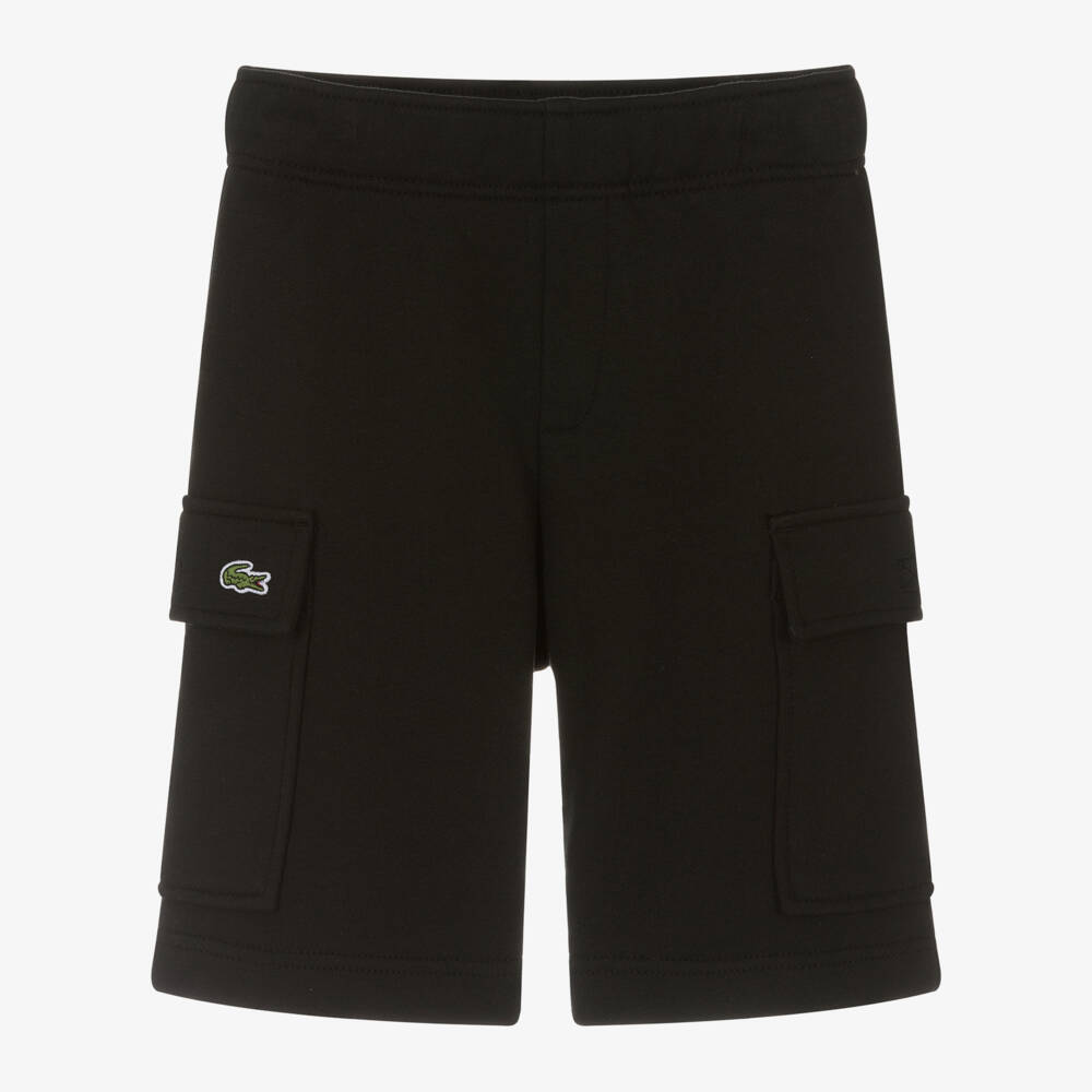 Lacoste-Boys Black Cotton Cargo Shorts | Childrensalon Outlet
