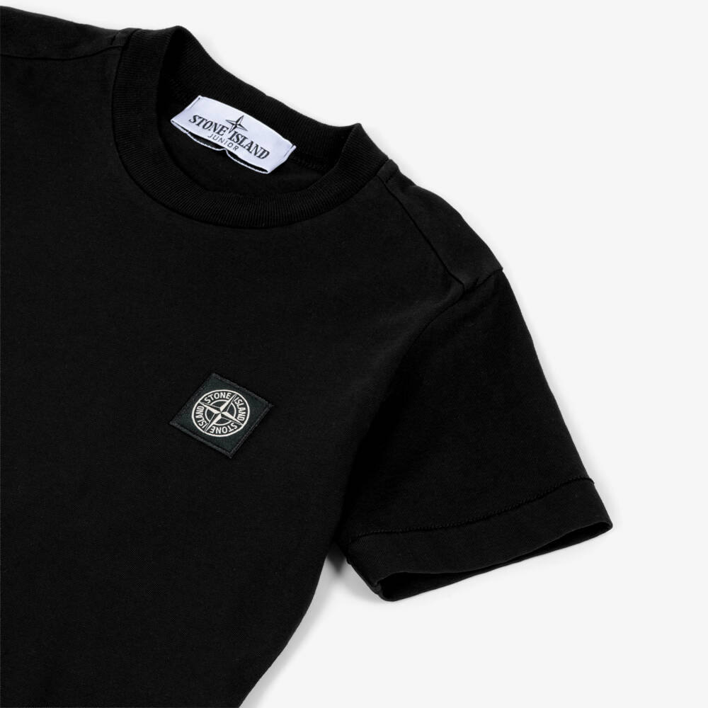 Stone Island Junior-Boys Black Cotton Compass Patch T-Shirt | Childrensalon Outlet