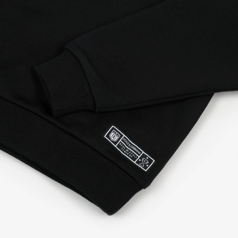 Dolce & Gabbana-Boys Black Cotton DG Logo Hoodie | Childrensalon Outlet