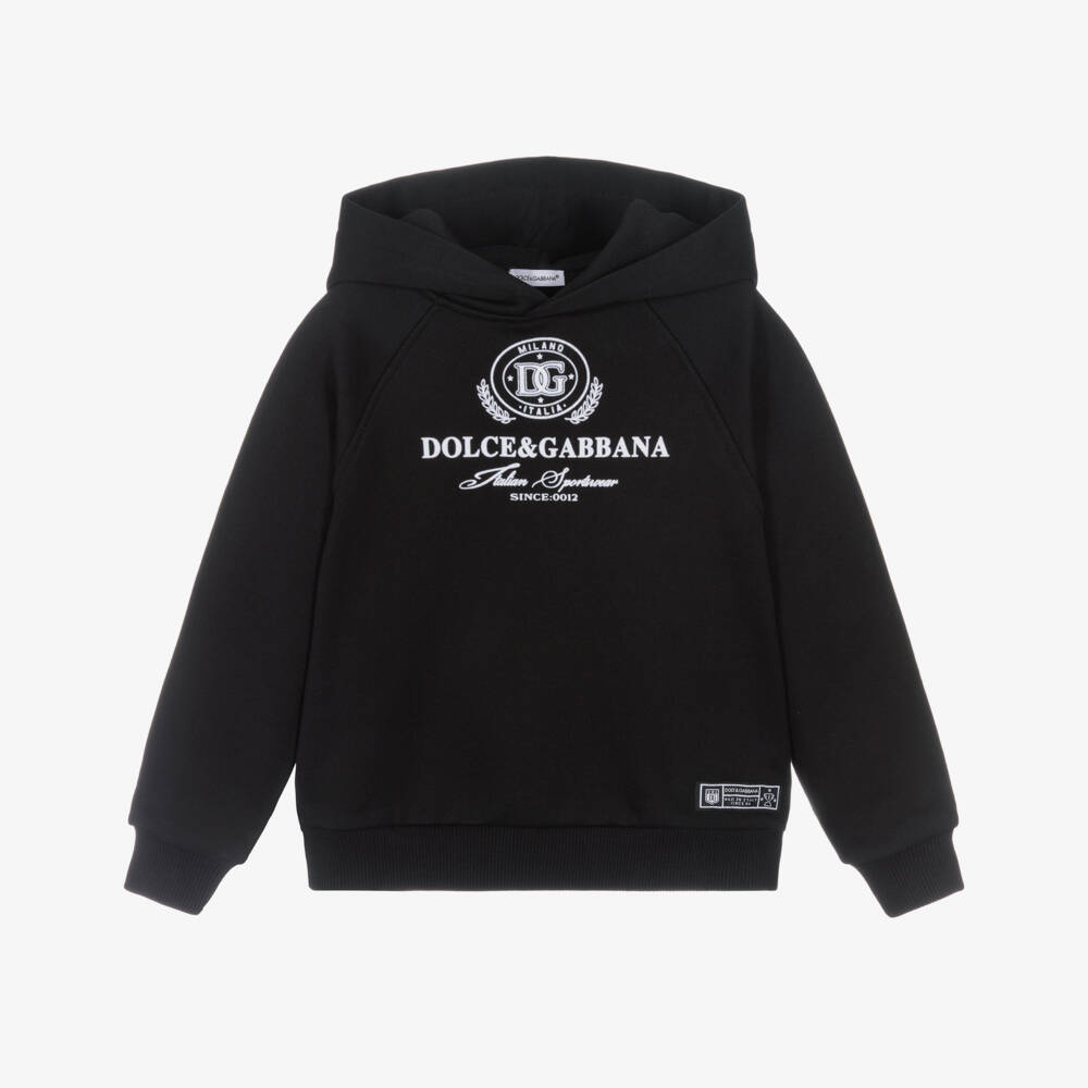 Dolce & Gabbana-Boys Black Cotton DG Logo Hoodie | Childrensalon Outlet