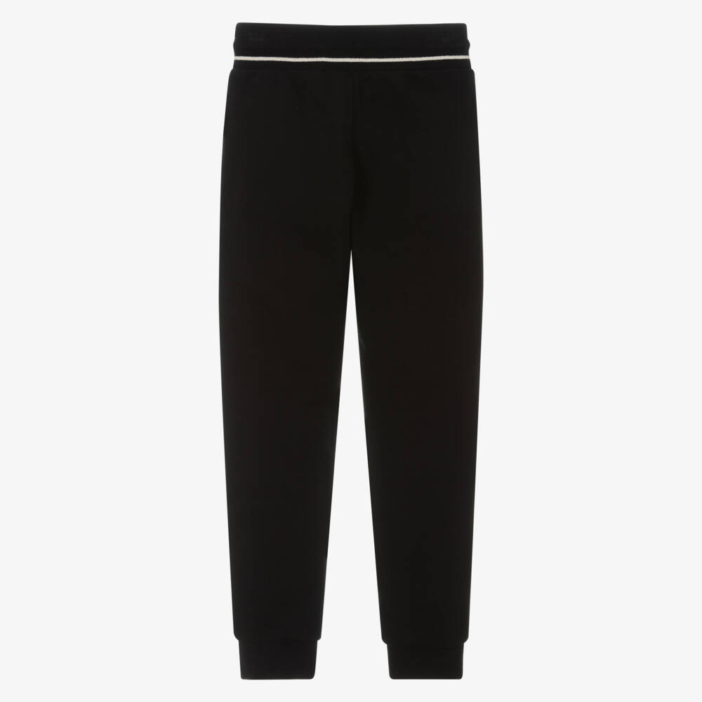 BOSS-Boys Black Cotton Double B Monogram Logo Joggers | Childrensalon Outlet