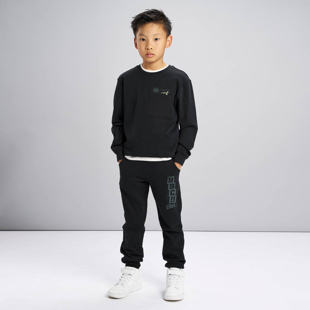 iDO-Boys Black Cotton Graffiti Print Tracksuit | Childrensalon Outlet