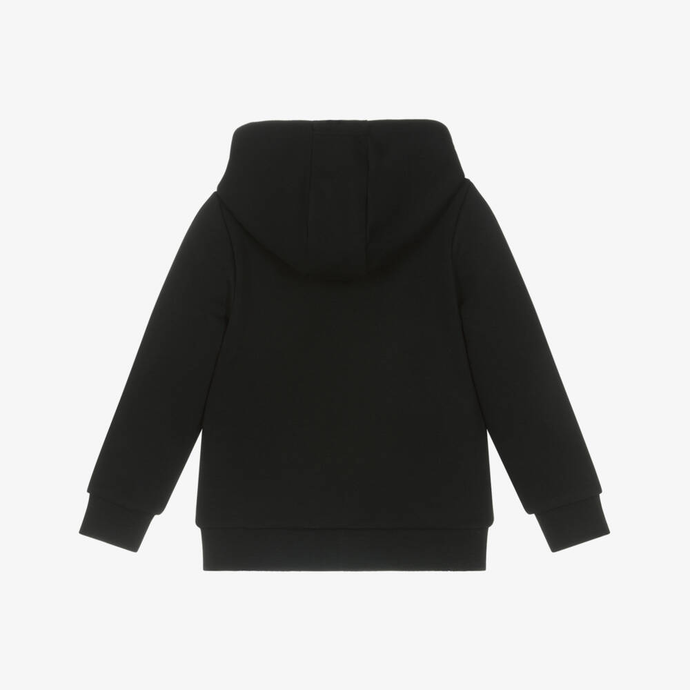 BOSS-Boys Black Cotton Graphic Logo Hoodie | Childrensalon Outlet