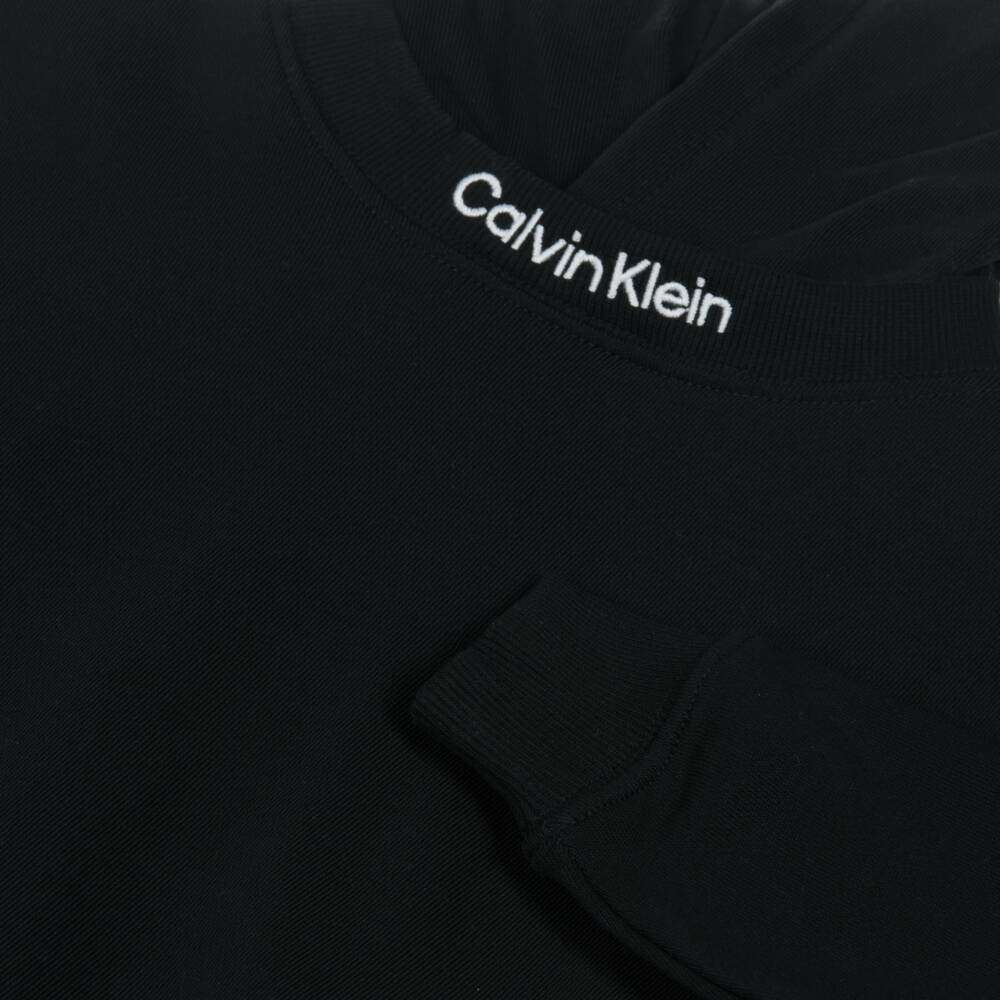Calvin Klein-Boys Black Cotton Hoodie with Embroidered Logo | Childrensalon Outlet