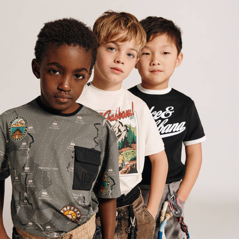 Dolce & Gabbana-Boys Black Cotton Jersey Flocked Logo T-Shirt | Childrensalon Outlet